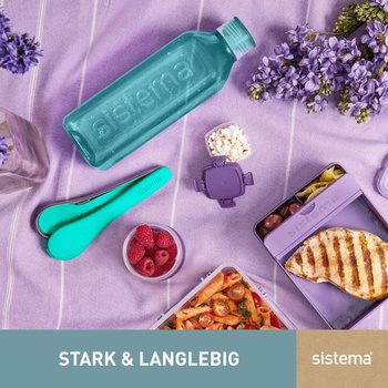 Sistema Square fľaša na vodu, 1l, nepriepustná fľaša na vodu pre deti 1l tyrkysová (recyklovaná)