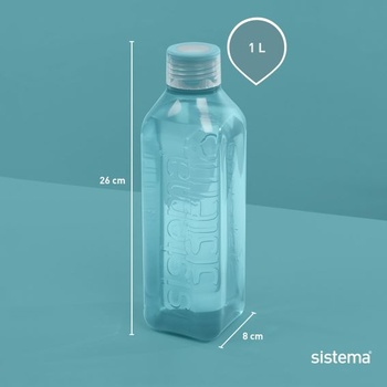 Sistema Square fľaša na vodu, 1l, nepriepustná fľaša na vodu pre deti 1l tyrkysová (recyklovaná)