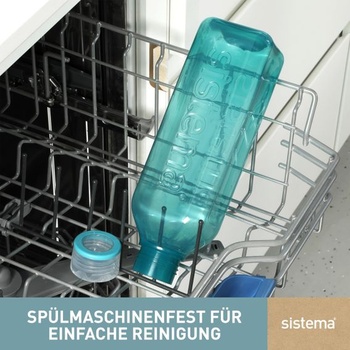 Sistema Square fľaša na vodu, 1l, nepriepustná fľaša na vodu pre deti 1l tyrkysová (recyklovaná)