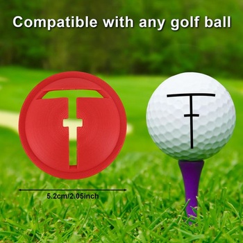 Sada 3 golfových linerov, červený plastový nástroj na zarovnanie golfových loptičiek s popisovačom pre
