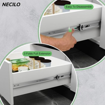 Výsuv zásuvky NECILO, strieborný, 550 mm, bočná montáž, 1 pár Strieborný 1 pár 550 mm