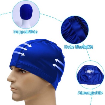 Sada 2 elastických plaveckých čiapok pre dospelých, pohodlná látková plavecká čiapka, mäkká unisex