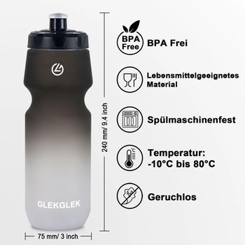 Láhev na vodu na kolo 750 ml, bez BPA, nepropustná, černobílá