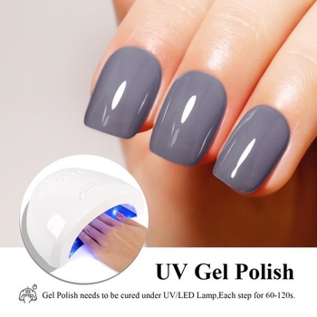 Jelly tmavo šedý gélový lak na nechty, priesvitný šedý lak na nechty, UV/LED namočiť gélový lak na