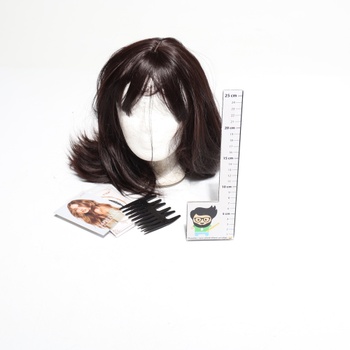 Dámske parochne Sofeiyan, prírodné vlasy s ofinou, 40 cm, tmavo hnedá, žiaruvzdorná syntetická dlhá