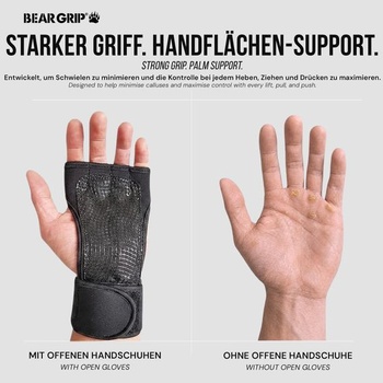 Bear Grip - Otvorené tréningové rukavice pre CrossFit, kulturistiku, kalisteniku, powerlifting XS