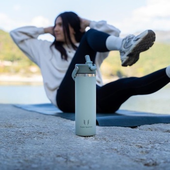 Dětská nerezová láhev na pití Sparrow 500ml termoska s brčkem 500ml černá