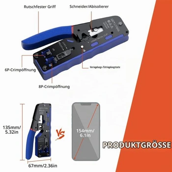 Súprava sieťových nástrojov GETLITOOL, krimpovacie kliešte RJ45 Cat5e/6/6A/7 so 60 konektormi RJ45 Cat6