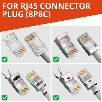 Súprava sieťových nástrojov GETLITOOL, krimpovacie kliešte RJ45 Cat5e/6/6A/7 so 60 konektormi RJ45 Cat6