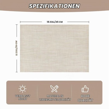 Artoid Mode tkané béžové PVC prostírání, sada 6 kusů, 30x45cm, omyvatelné, odolné vůči skvrnám,
