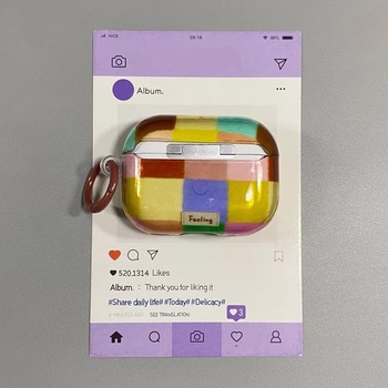 Puzdro kompatibilné s AirPods Pro 3 s čistiacou sadou, roztomilý farebný dopamínový kockovaný vzor,