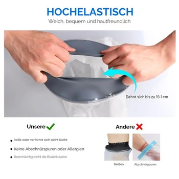 COMFYTHERA Velký vodotěsný sádrový kryt na nohy do sprchy, ochrana ran na nohou, koupel, dospělí,