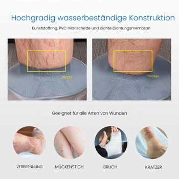 COMFYTHERA Veľký vodotesný sadrový kryt na nohy do sprchy, ochrana rán na nohách, kúpeľ, dospelí,