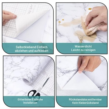 Arthome mramorový papier, samolepiaca PVC vinylová fólia, zosilnená odolná vodotesná samolepka na