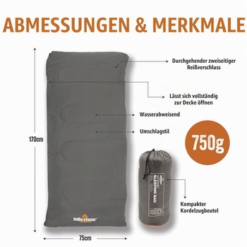 Lehký spací pytel Milestone Camping 170x75cm