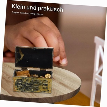 HEMOTON Miniaturní pirátská truhla s pokladem, doplněk k domečku pro panenky s mincemi a slitky,