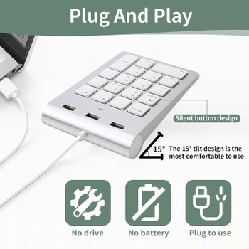 Numerická klávesnica Astraveo s USB rozbočovačom