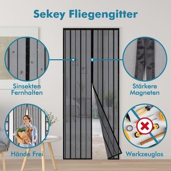 Sekey magnetická sieť proti hmyzu na balkónové dvere (netreba vŕtať), záves na posuvné dvere, sieť