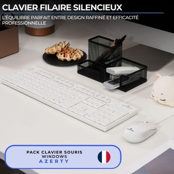 Sada Bluestork Media Office Pack - Sada s drôtovou USB klávesnicou - ergonomická AZERTY a drôtová