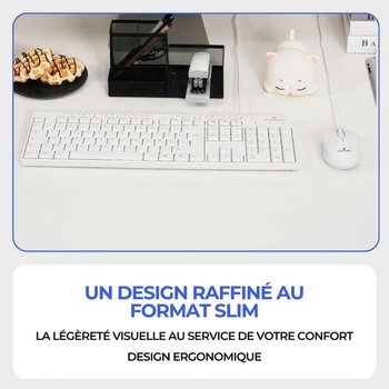 Sada Bluestork Media Office Pack - Sada s drôtovou USB klávesnicou - ergonomická AZERTY a drôtová