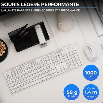Sada Bluestork Media Office Pack - Sada s drôtovou USB klávesnicou - ergonomická AZERTY a drôtová