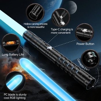 2 x USB svetelný meč pre deti ALEIFLE