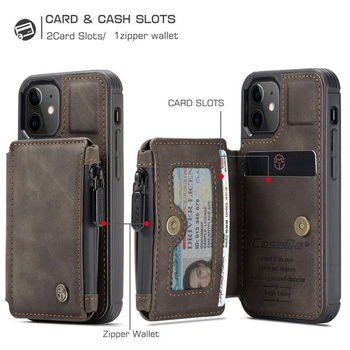 Magnetický kryt 2 v 1 pre iPhone 12 mini, tenký a robustný odklápací kryt z TPU kože so stojanom,