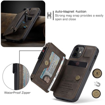 Magnetický kryt 2 v 1 pre iPhone 12 mini, tenký a robustný odklápací kryt z TPU kože so stojanom,
