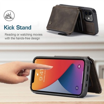 Magnetický kryt 2 v 1 pre iPhone 12 mini, tenký a robustný odklápací kryt z TPU kože so stojanom,