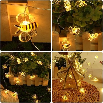 URAQT Včelie reťazové svetelné reťaze, balenie 2 kusov pre vonkajšie a vnútorné použitie, 3 m, 30 LED