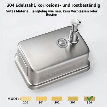 Nástenný dávkovač mydla 500ml, nerezová oceľ, vhodný do hotelov, kúpeľní, k umývadlám atď. Strieborná