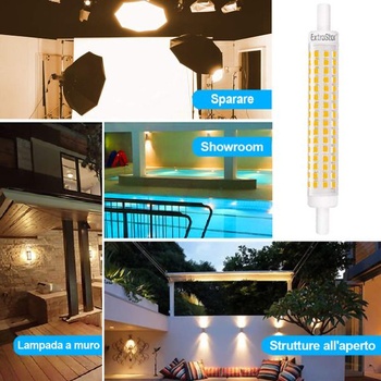 EXTRASTAR R7S LED nestmievateľná 8W 118mm LED žiarovka s dvojitým lineárnym efektom 3000K ekvivalent