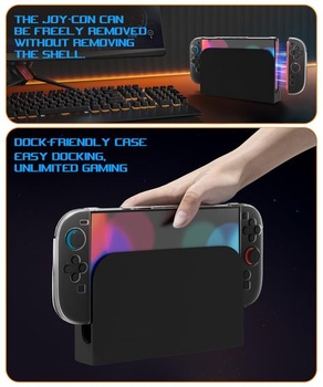 Priehľadné puzdro Teyomi kompatibilné s Nintendo Switch 2, ochranné puzdro z tvrdého PC s dokovacou