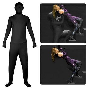 Unisex body, overal s efektom greenscreen, čierny, veľkosť 180