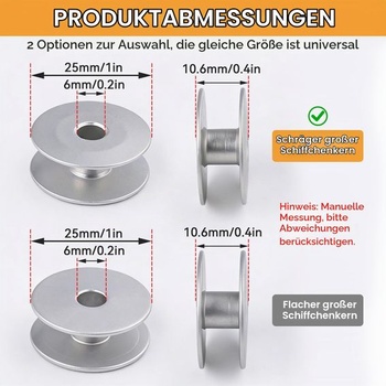 HERCHR 100dílné cívky do šicích strojů 25 mm, Sady cívek, Hliníkové cívky, Kovové cívky pro šicí