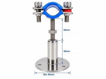 Nerezová rúrková objímka, výškovo nastaviteľná 60 mm-65 mm, súprava 2 ks, 60 mm-65 mm - štandardná