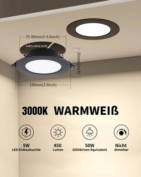20 LED bodových svetiel, čiernych, 5W