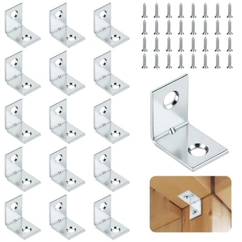 16 uhlových konzol, kovové uhlové konzoly 20x20 mm, 90 stupňov, 16 kusov 20x20 mm