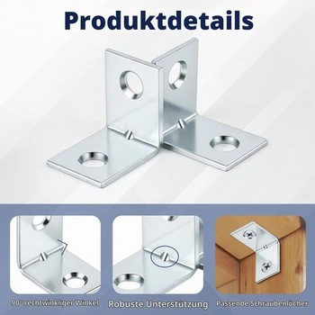 16 uhlových konzol, kovové uhlové konzoly 20x20 mm, 90 stupňov, 16 kusov 20x20 mm