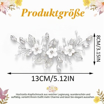 Kvetinová svadobná vlasová réva, kryštál, svadobný príčesok, strieborná farba, svadobný vlasový