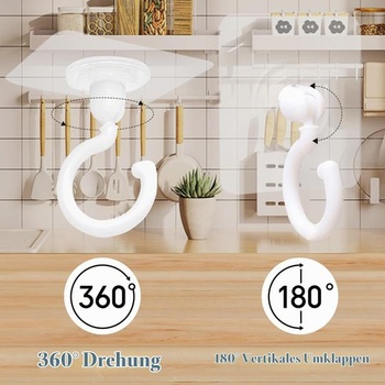 9 samolepiacich stropných háčikov, priehľadných, otočných o 360°, bez vŕtania