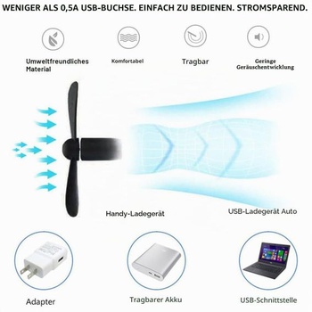 Mini USB ventilátor Comioke, 90mm USB ventilátor s flexibilním krkem, ruční ventilátor, 2 kusy