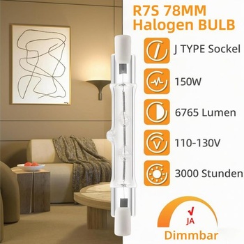 6 kusov halogénových trubíc R7s 78mm 150W stmievateľných halogénových žiaroviek R7s teplá biela 2800K