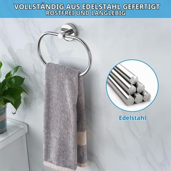 Krúžok na uterák na vŕtanie, chrómovaný držiak na uterák, moderný nástenný držiak na uterák, nástenný
