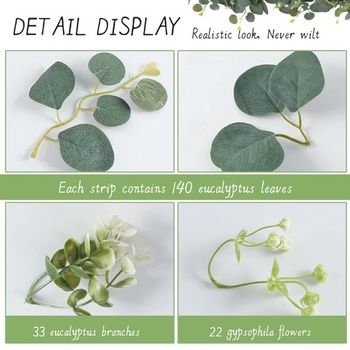 Girlanda z eukalyptu, 2 kusy umelej girlandy z eukalyptu, 1,9 m eukalyptovej révy, umelá girlanda, sa