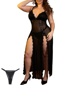 Dámska sexy negližé pre plnoštíhle ženy, čierna, L