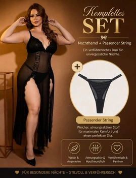 Dámska sexy negližé pre plnoštíhle ženy, čierna, L