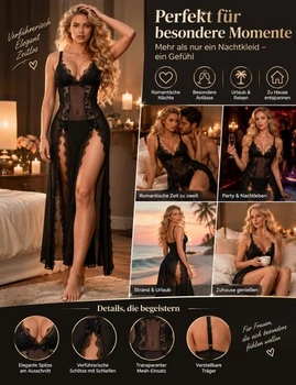 Dámska sexy negližé pre plnoštíhle ženy, čierna, L