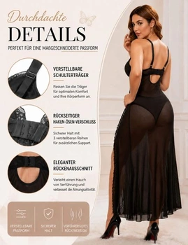 Dámska sexy negližé pre plnoštíhle ženy, čierna, L