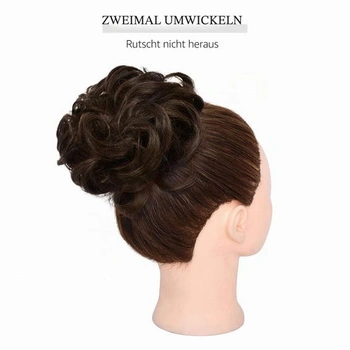 Rozstrapatený drdol Scrunchie z pravých vlasov strapaté upnuté príčesky drdol vlnitý kučeravý cop
